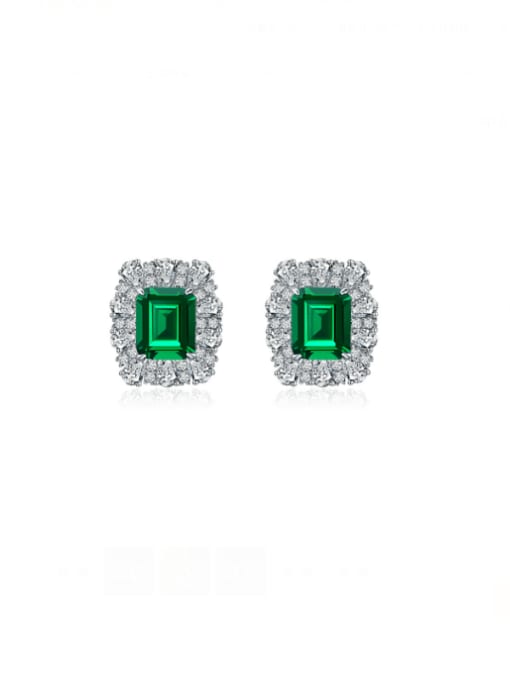 Green [E1924] 925 Sterling Silver Cubic Zirconia Geometric Luxury Cluster Earring